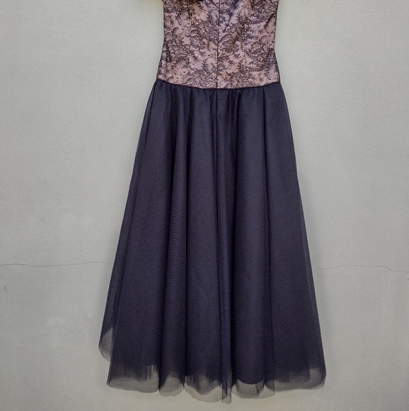 Gabriella Arango Couture Prom Bridesmaid Tulle Black and Nude lace Dress Size 6 - Picture 12 of 12